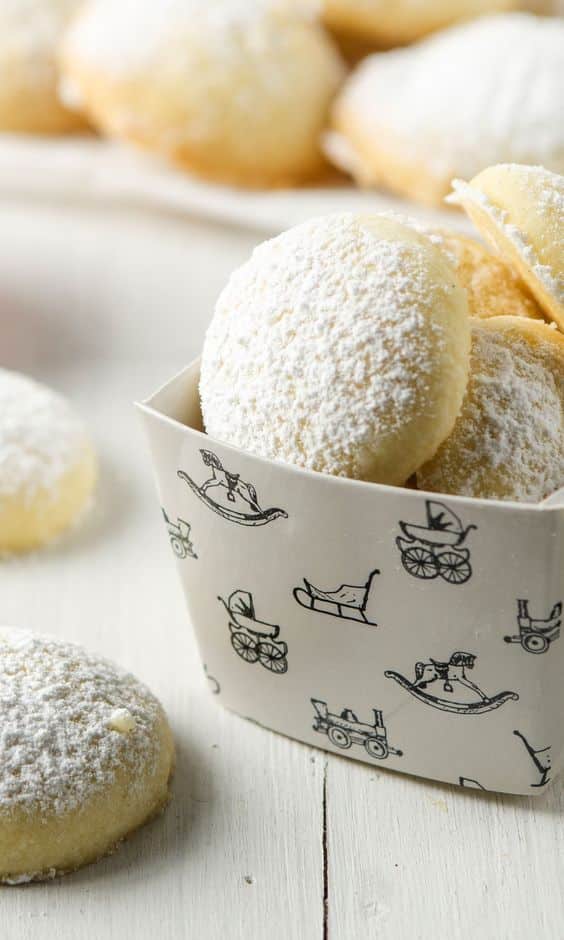 Christmas cream cookies with grated coconut.