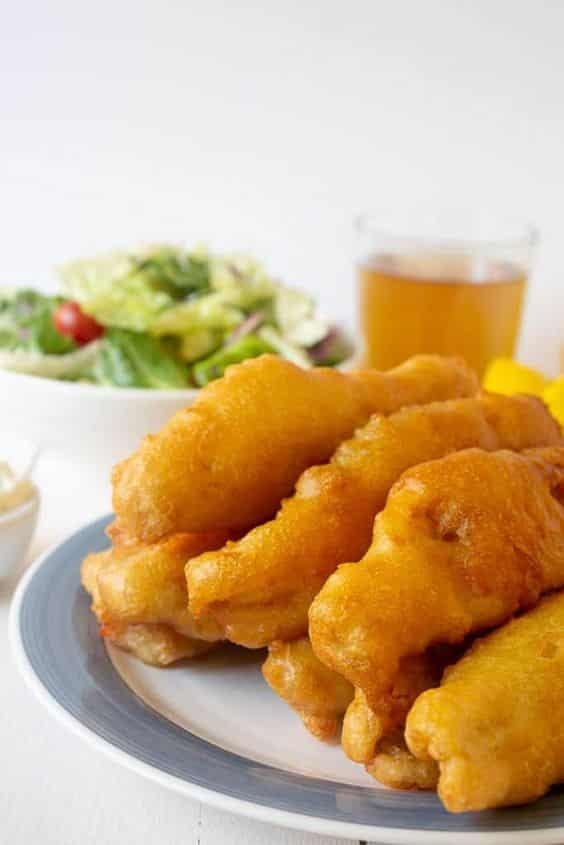 Wrapped fish in beer batter.
