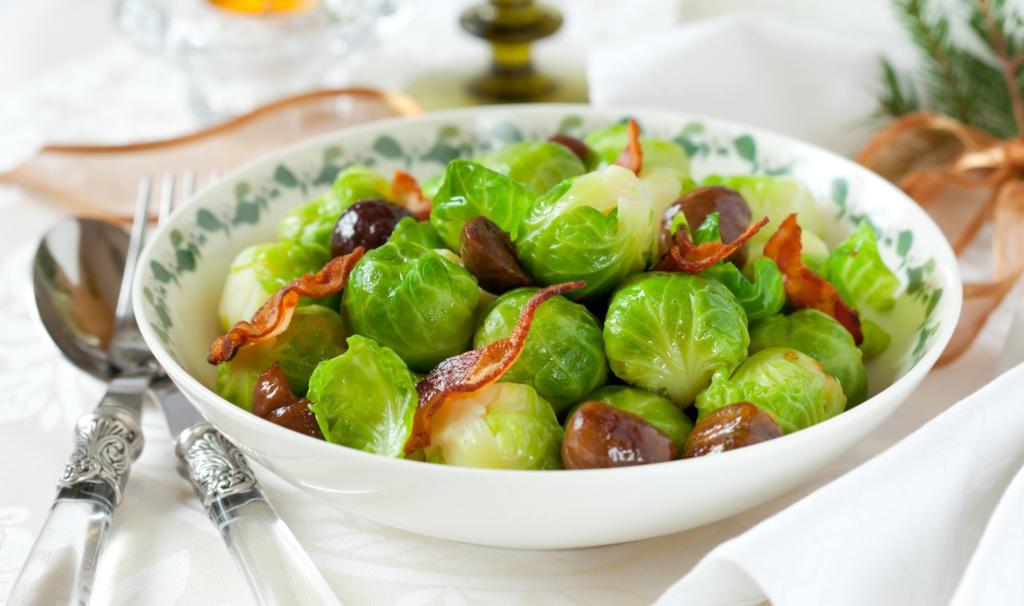 Steamed Brussels sprouts with bacon