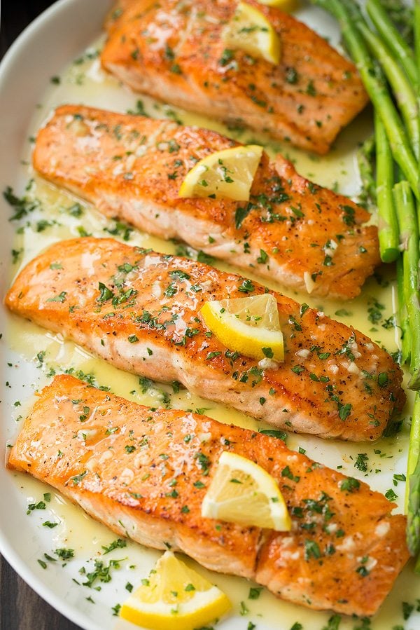 Salmon with herbs in butter