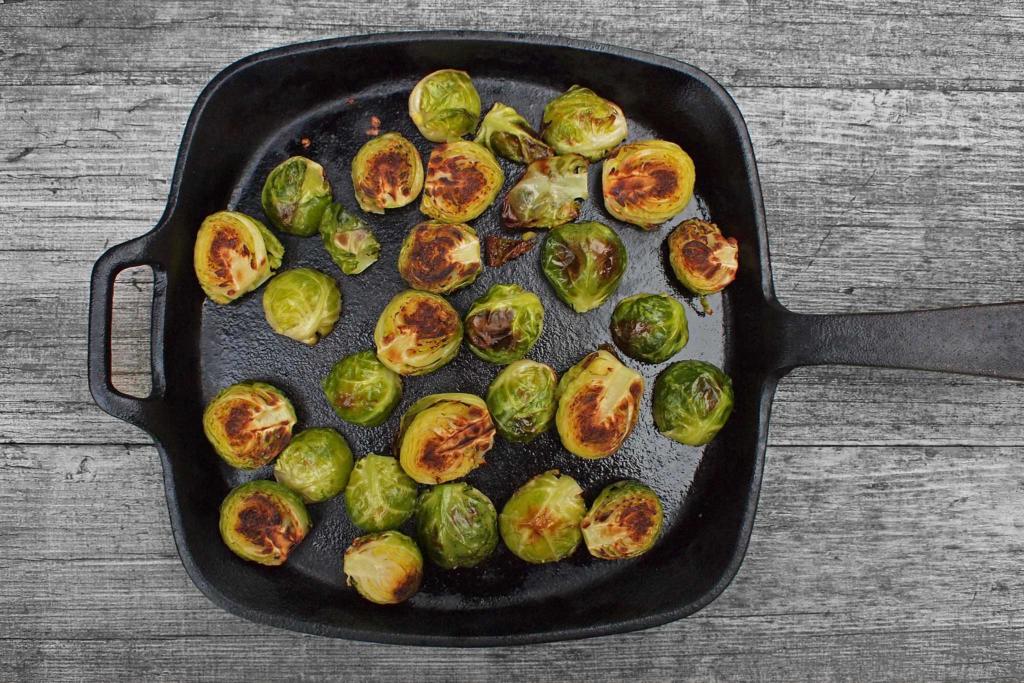 Fried brussels sprouts for the bottom