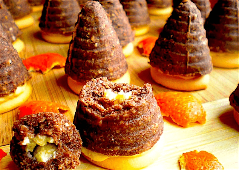 Gluten-free Christmas nests filled with caramel cream.