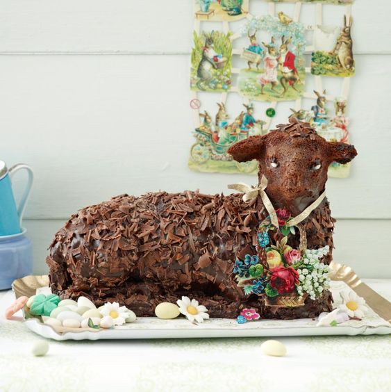 Recipe for bishop's lamb with chocolate decoration.