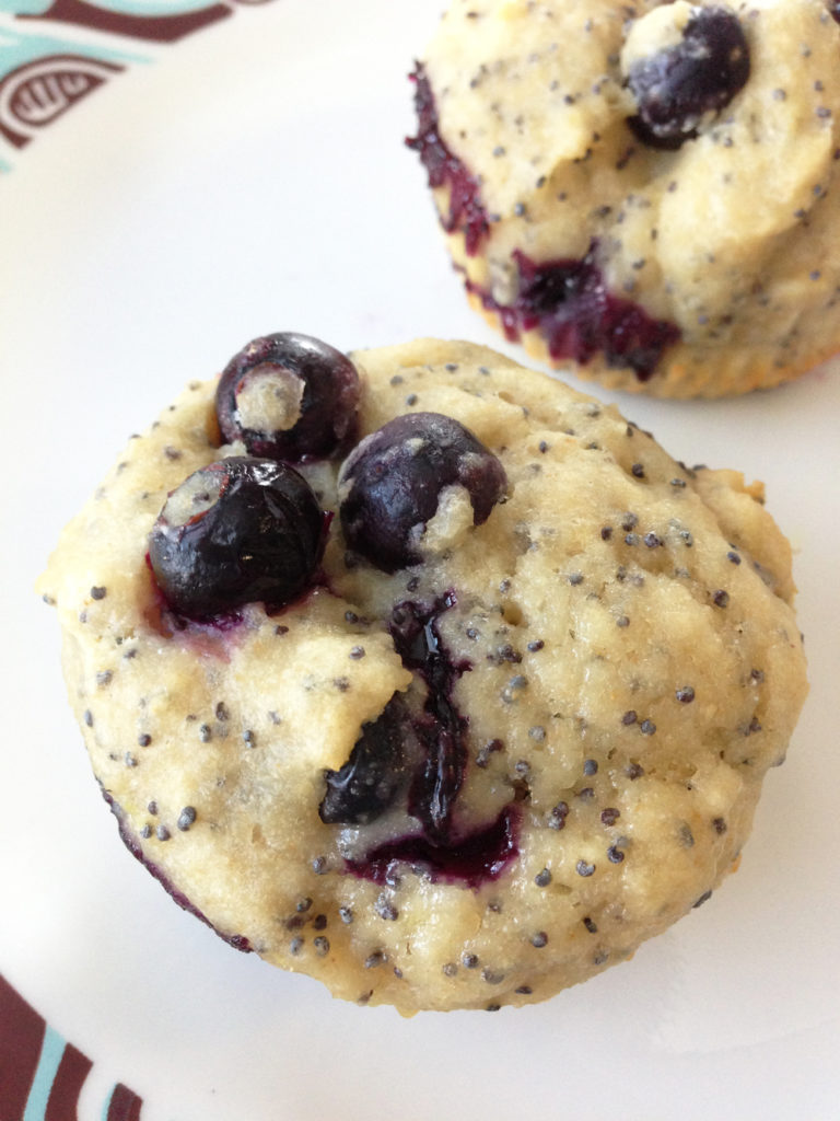 cottage cheese muffins with poppy seeds and blueberries