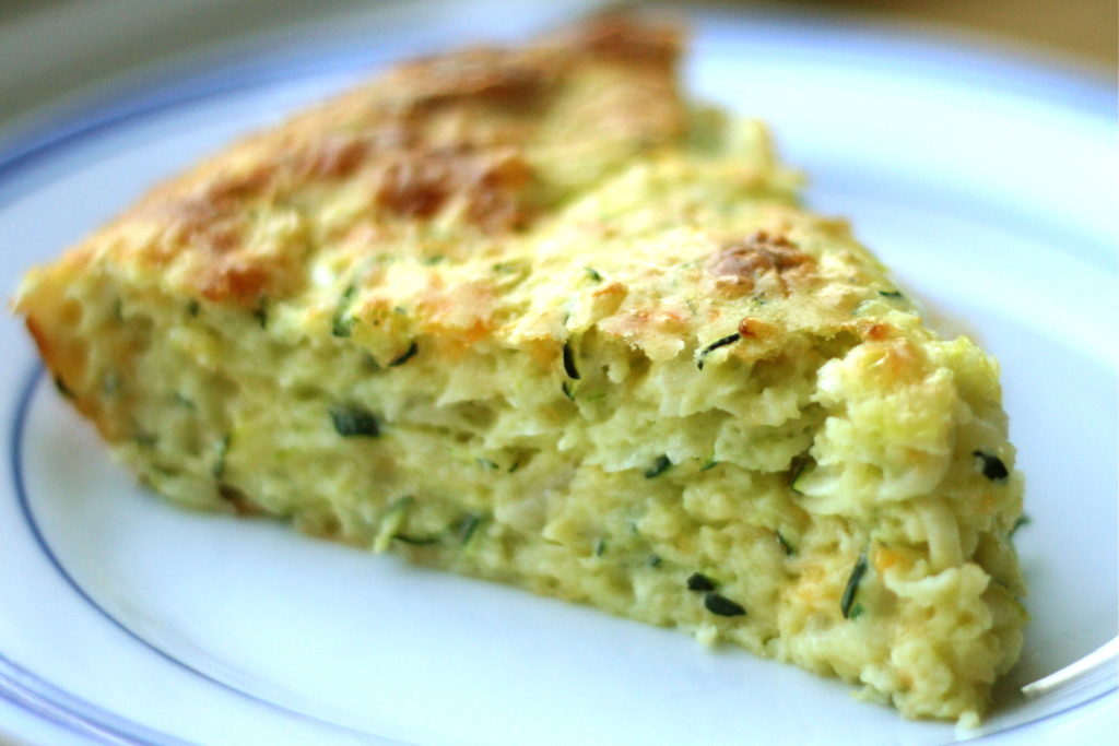 savory pie baked with chopped zucchini