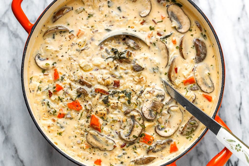 thick soup with mushrooms