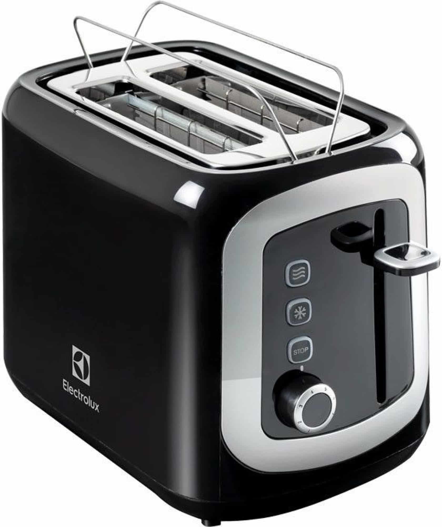Praktický opékač toastů značky Elektrolux v moderním provedení.