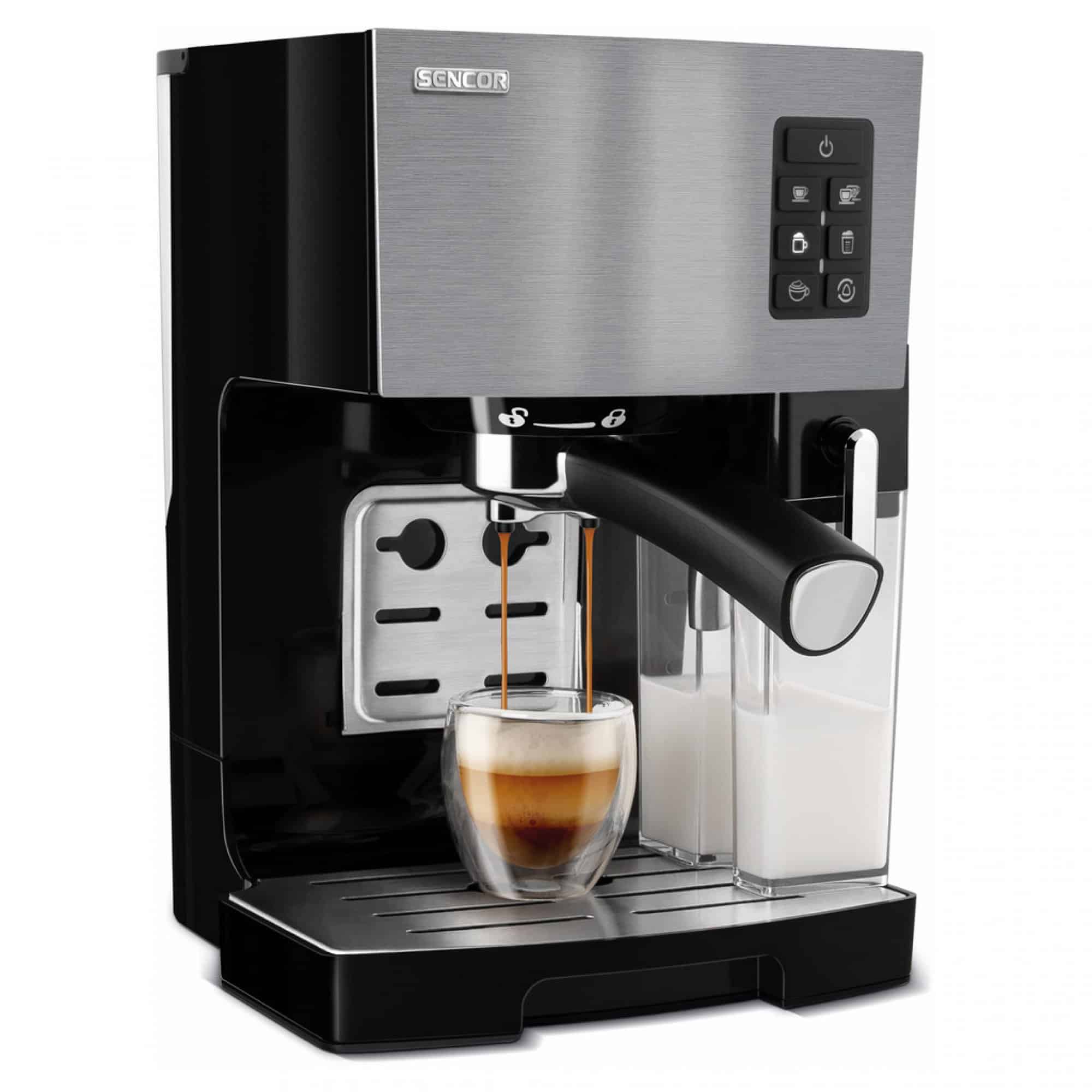 Poloautomatický espressovač s rychlým předehřevem značky Sencor.