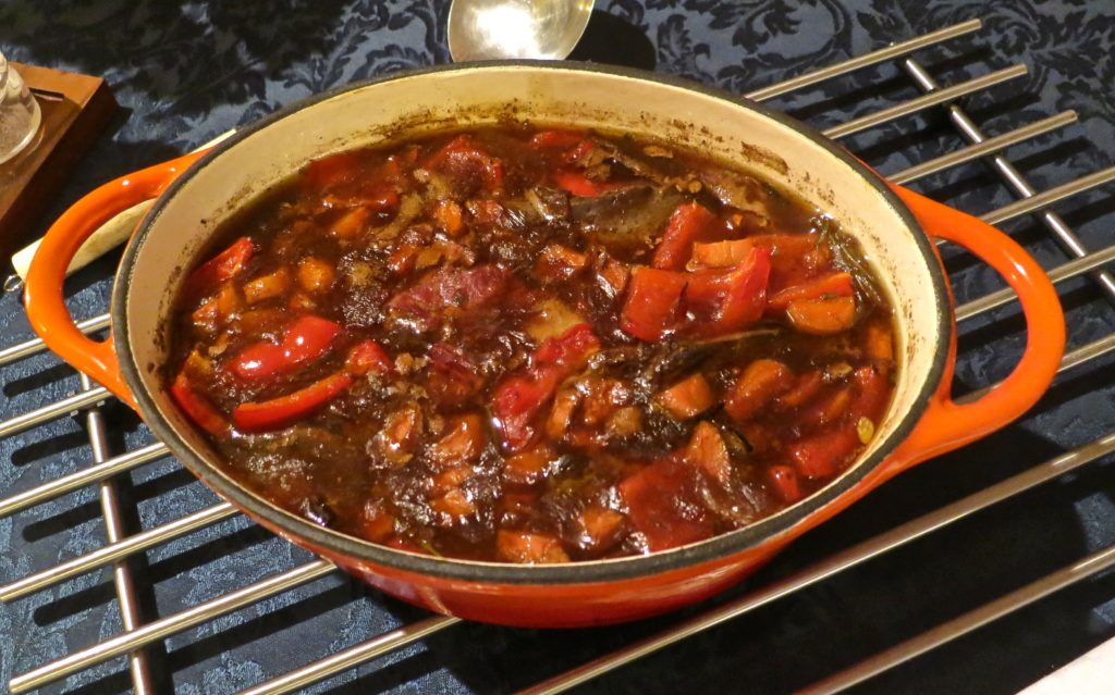 Recipe for liver sauce with three types of peppers.