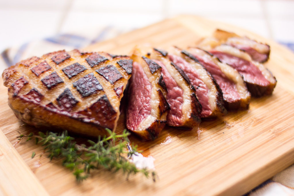 Delicious duck breast with honey and sherry sauce.