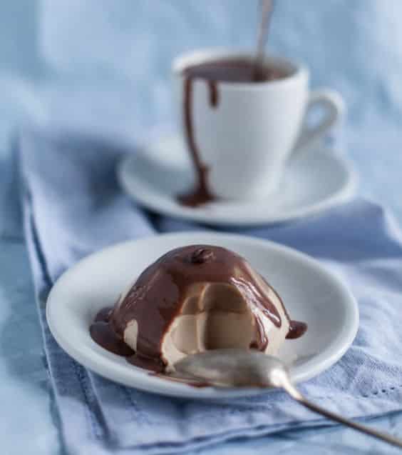 Chocolate dessert with coffee topping