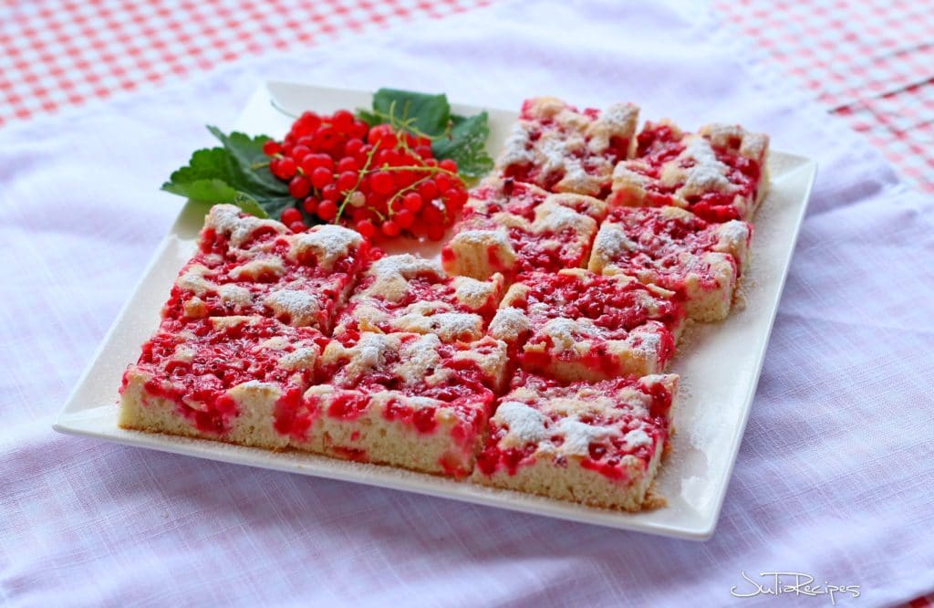Slices of currant bubble on a plate