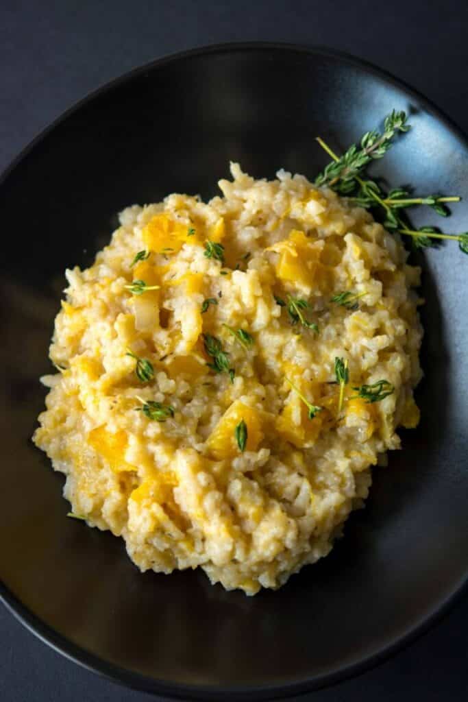 butter risotto with herbs from the pot