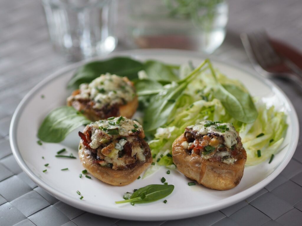 meatless mushrooms with blue cheese