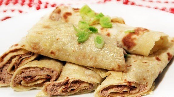 Potato pancakes filled with chicken liver