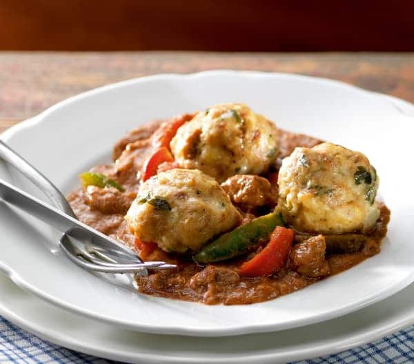 Meat sauce with vegetables with three Karlovy Vary dumplings
