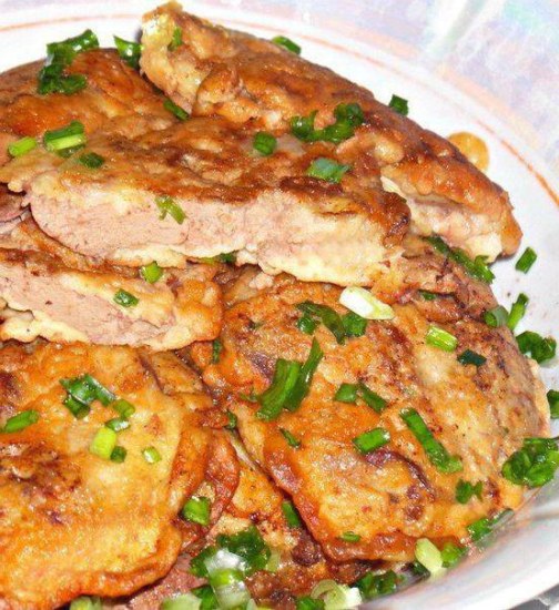 Chicken liver in batter with chives