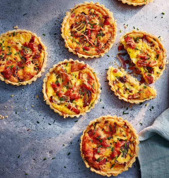 Savory cupcakes filled with a mixture of vegetables, cheese and bacon
