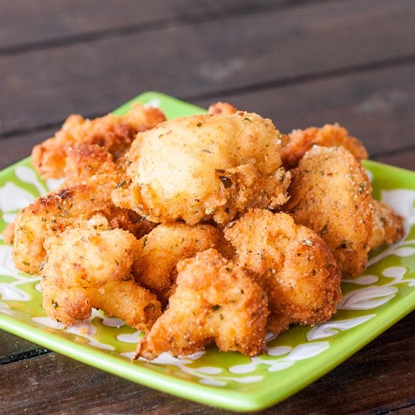 Cauliflower florets in a spicy batter with herbs