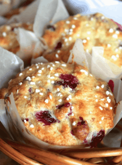 Švestkové muffiny podávané v papírovém košíčku.