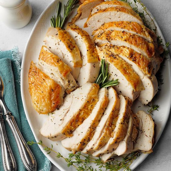 Turkey slices with herbs.