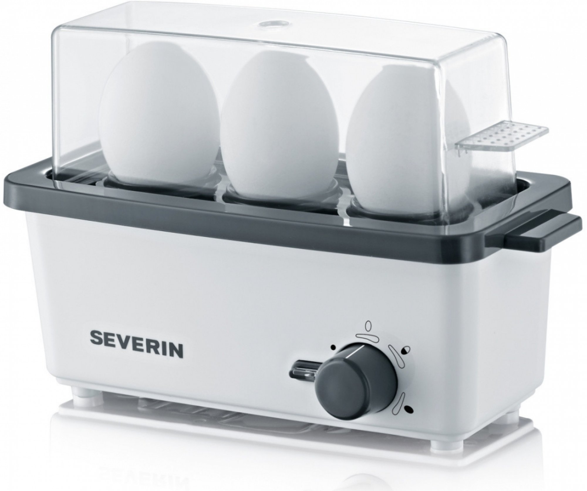 Automatický vařič vajec na jedno až tři vejce.