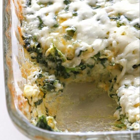 Baked pasta with Greek-style spinach.