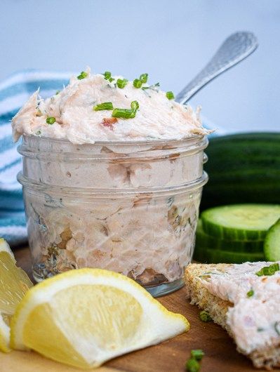 Smoked salmon fish spread with butter.