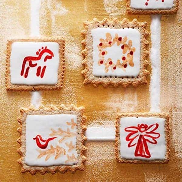painted Christmas pastries with rye flour