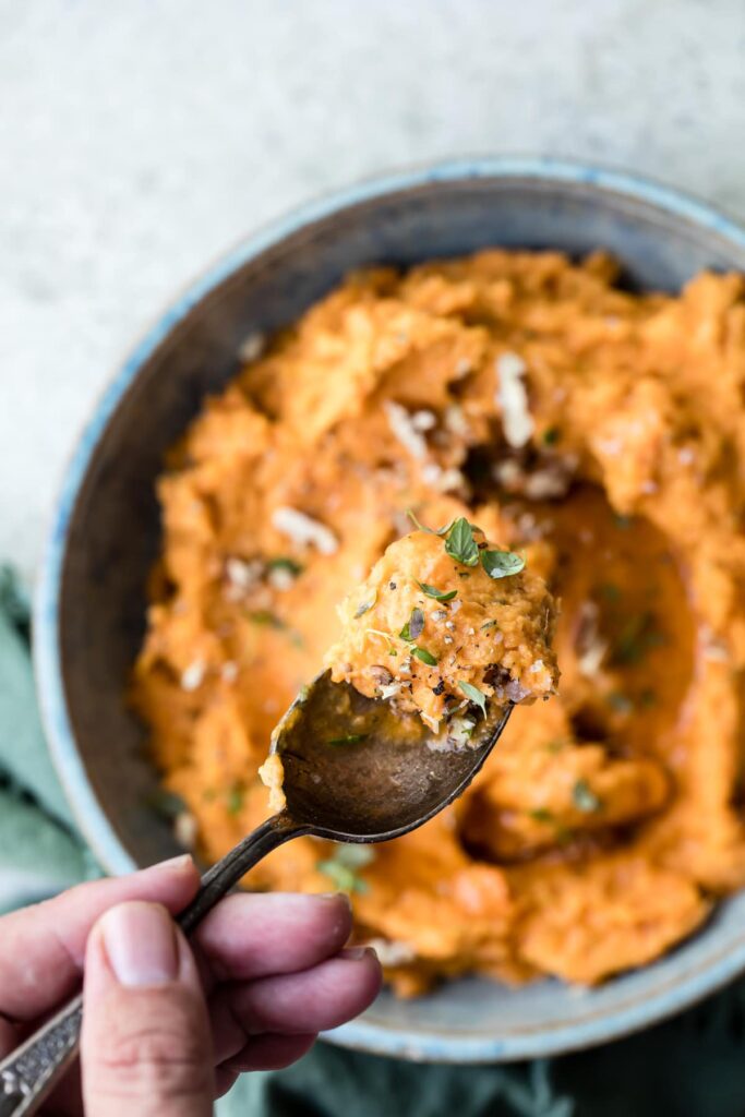 Sweet potato spread with maple syrup.