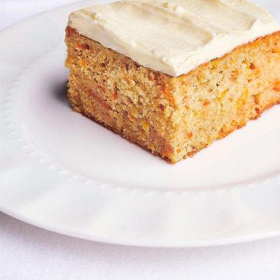 Carrot pudding with cottage cheese frosting.