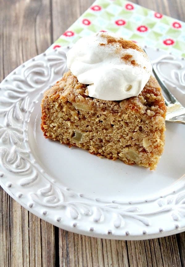 Apple oil cake with cottage cheese and mixed spices.