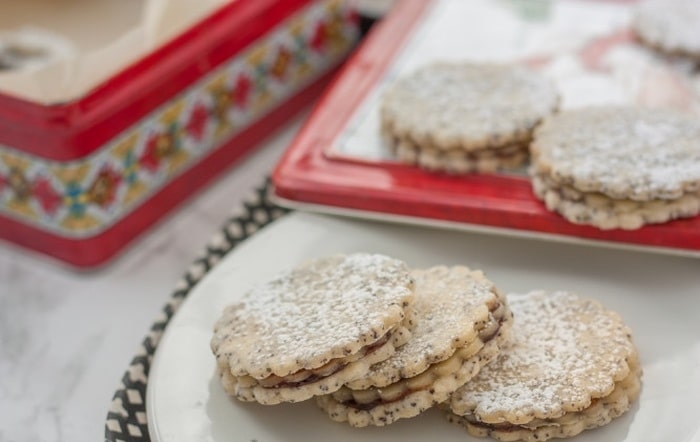 Christmas cookies with poppy seeds and marzipan.