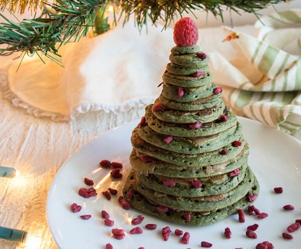 Christmas tree made of pancakes.