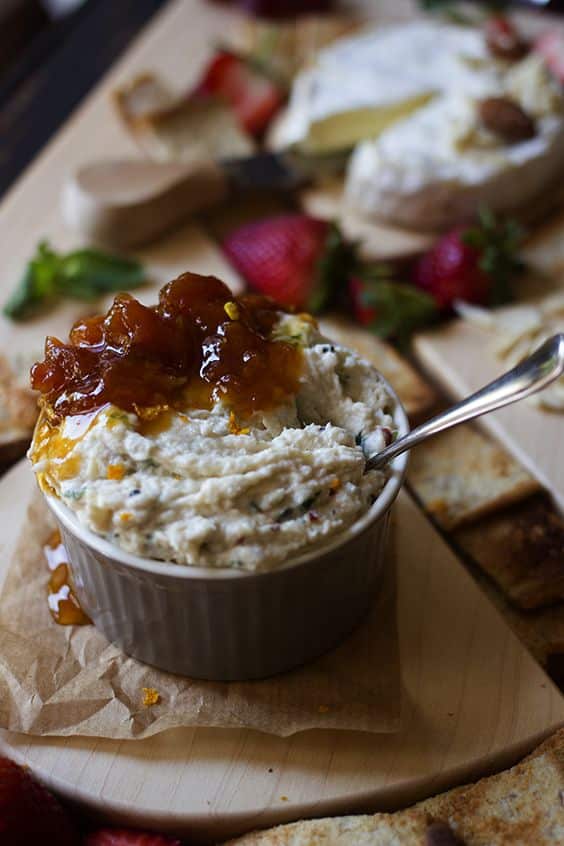 Cream spread in a bowl with toast.