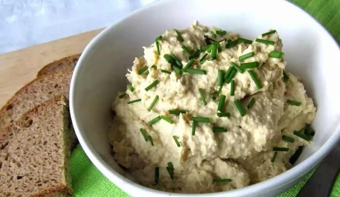 Bowl with yeast and egg spread.
