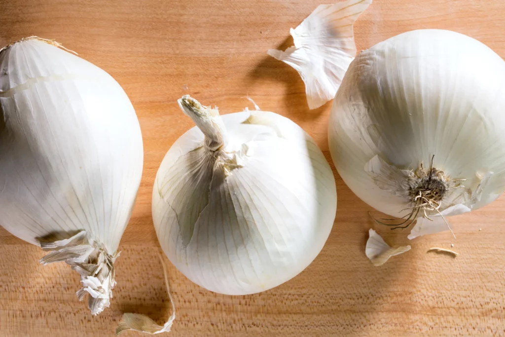 White onions with skin