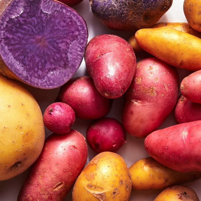 Various varieties of potatoes.
