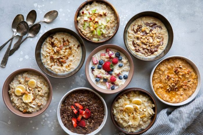 Different types of oatmeal.