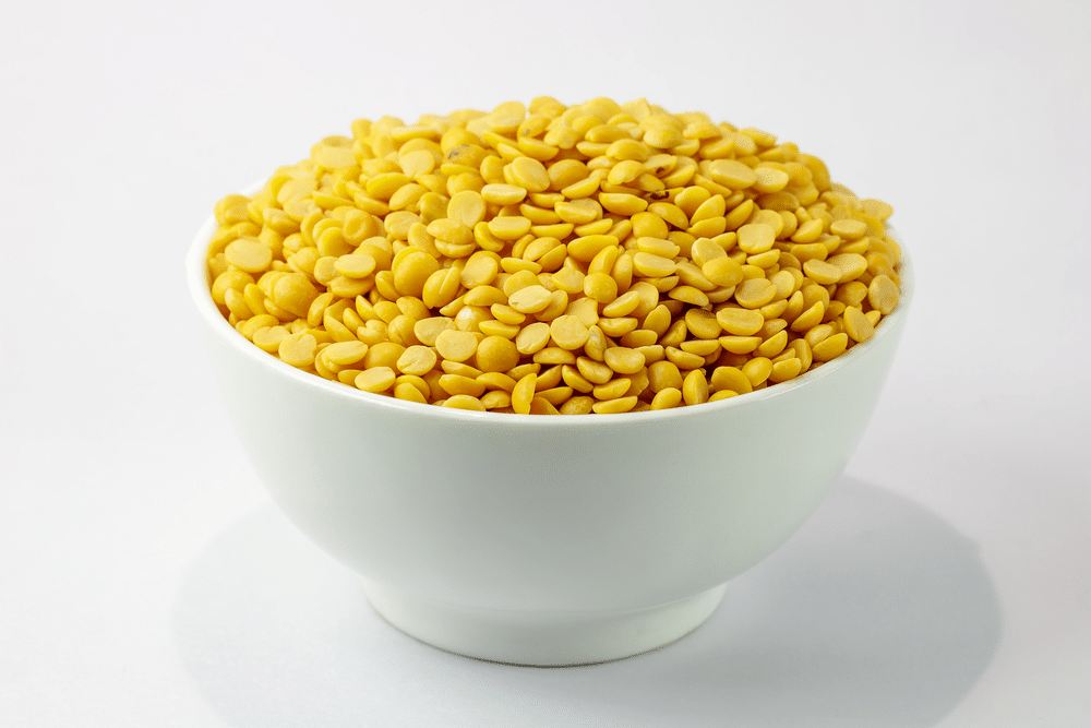 Yellow lentils in a bowl