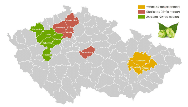 Oblasti v ČR, kde se pěstuje chmel