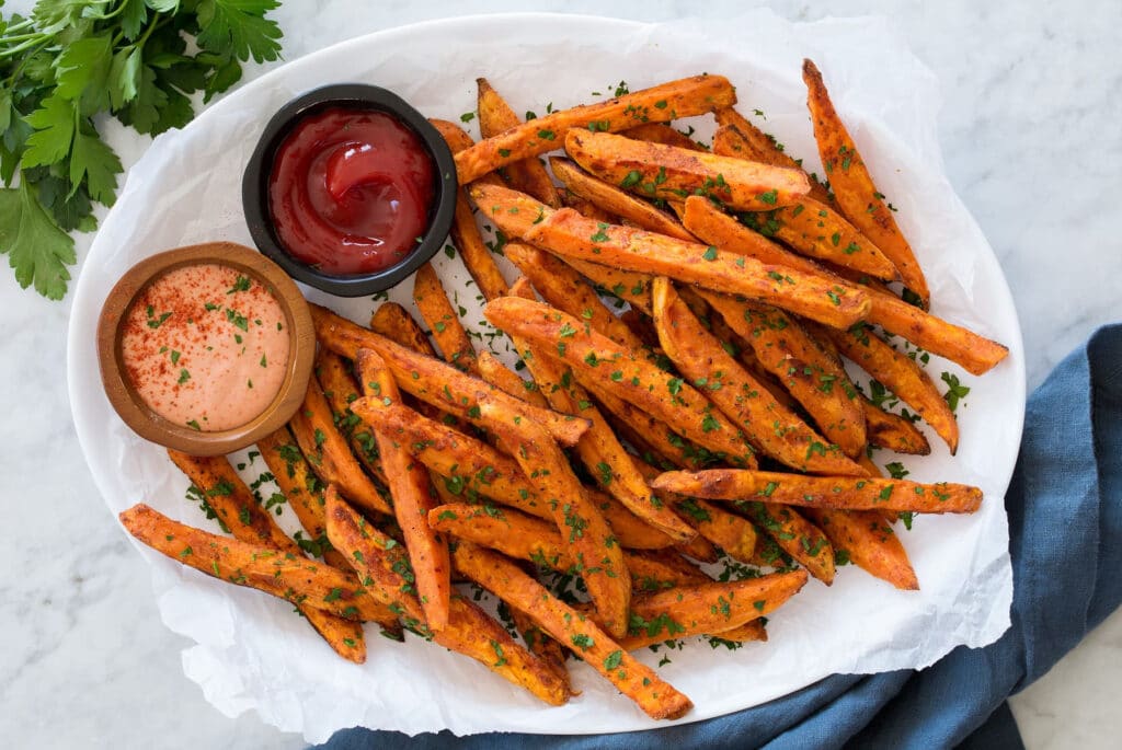 Fried and baked sweet potato fries