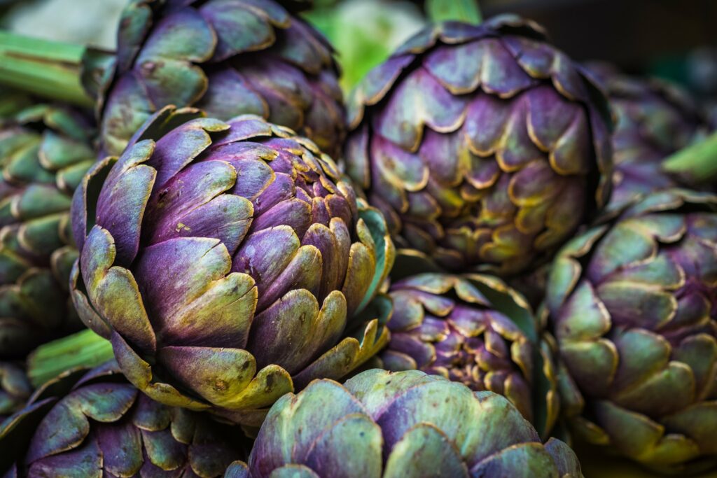 A large number of artichokes in one place.