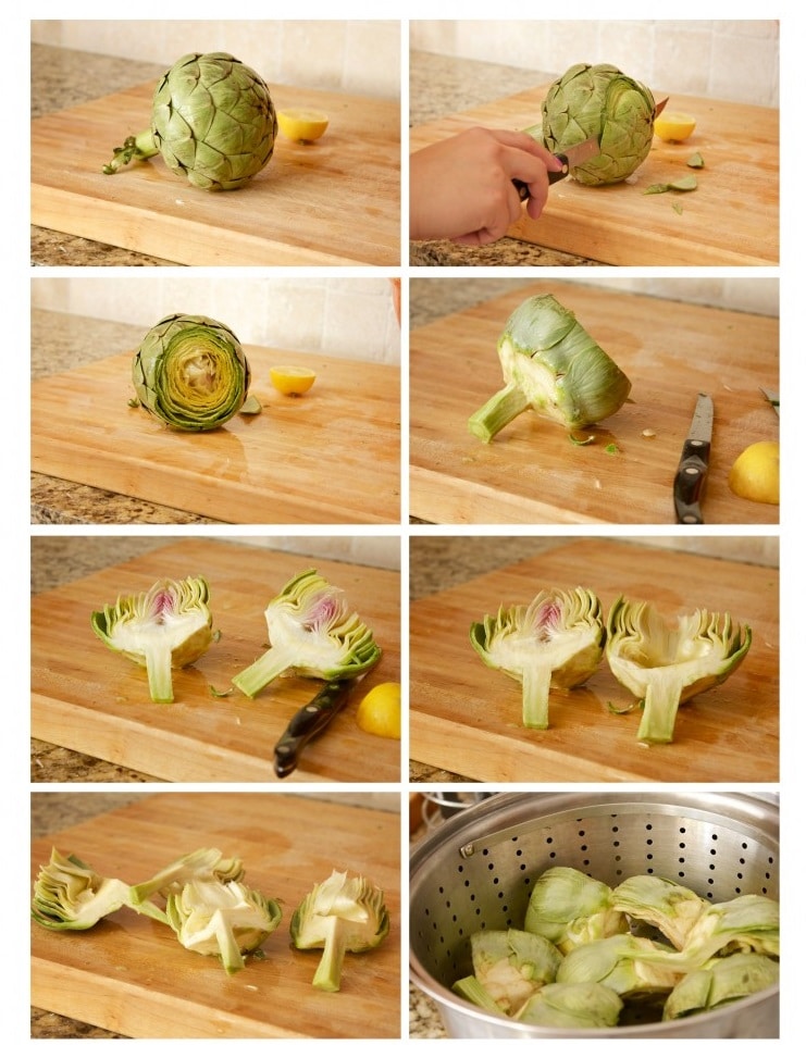 How to prepare an artichoke step by step for further cooking.