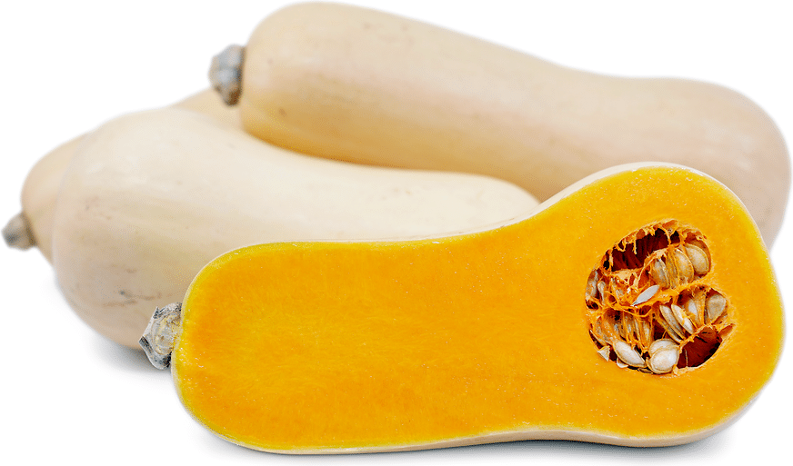Whole and halved butternut squash