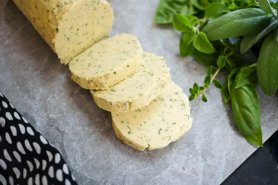 Herb butter on baking paper