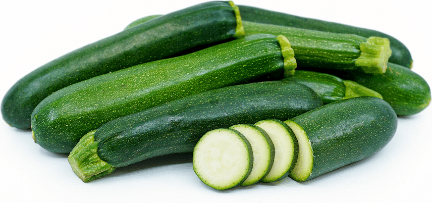 Green zucchini on a white background
