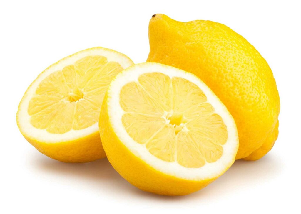 One whole fresh lemon and one halved.