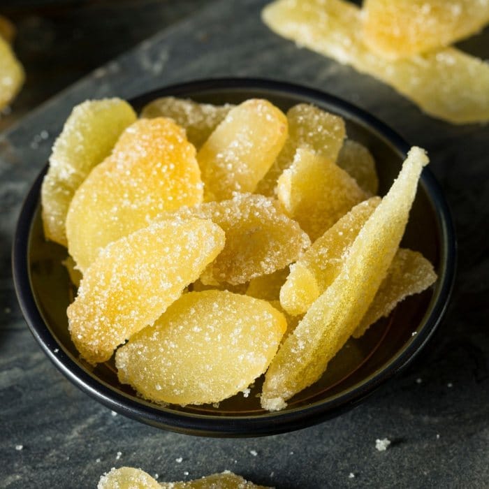 Bowl with candied ginger.