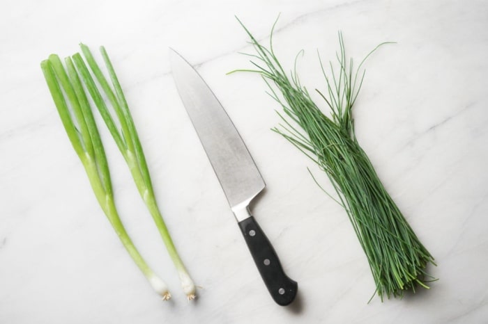 Comparison of scallions and chives.